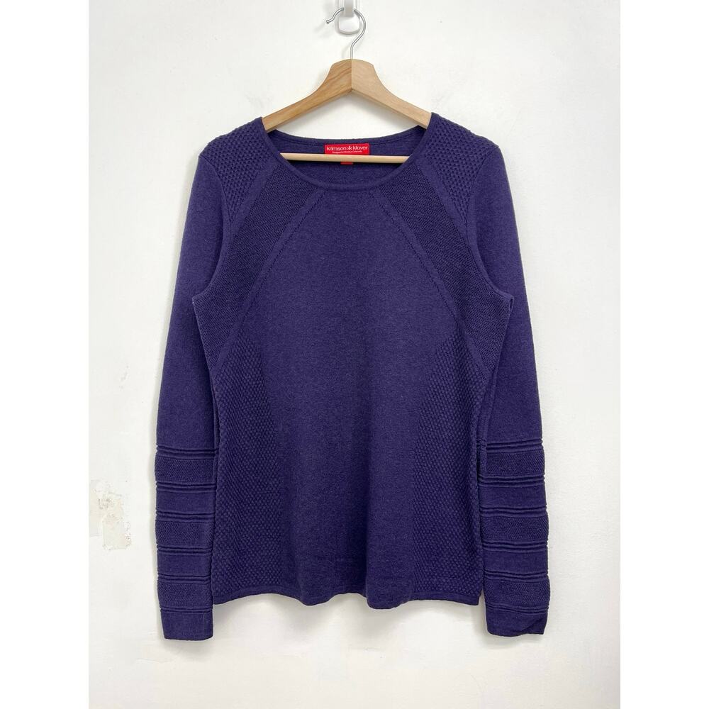 Krimson Klover Wool Blend Textured Knit Ski Outdoors Hiking Sweater HOLE Medium